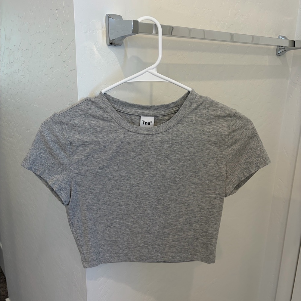 Aritzia TNA Light Gray Crop Top